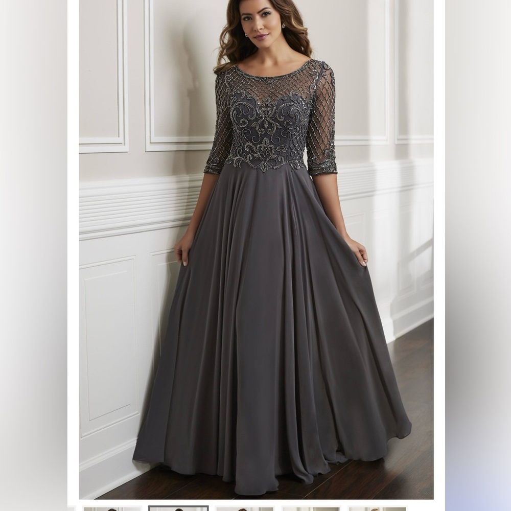 House of Wu Elegance - Cachet Charcoal Beaded Dress